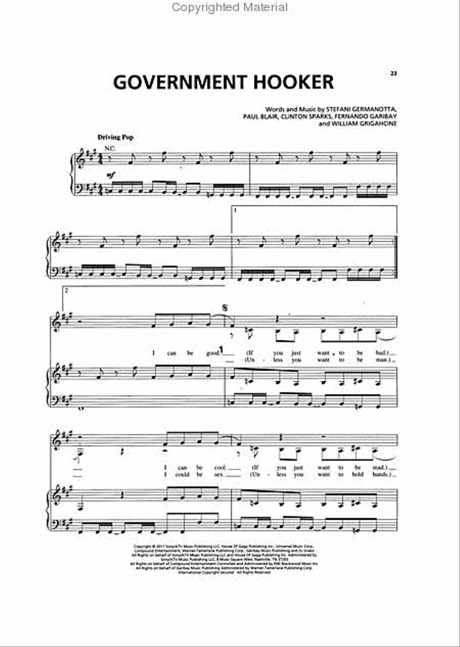 Lady Gaga – Born This Way Piano, Vocal, Guitar scores gallery preview page 4