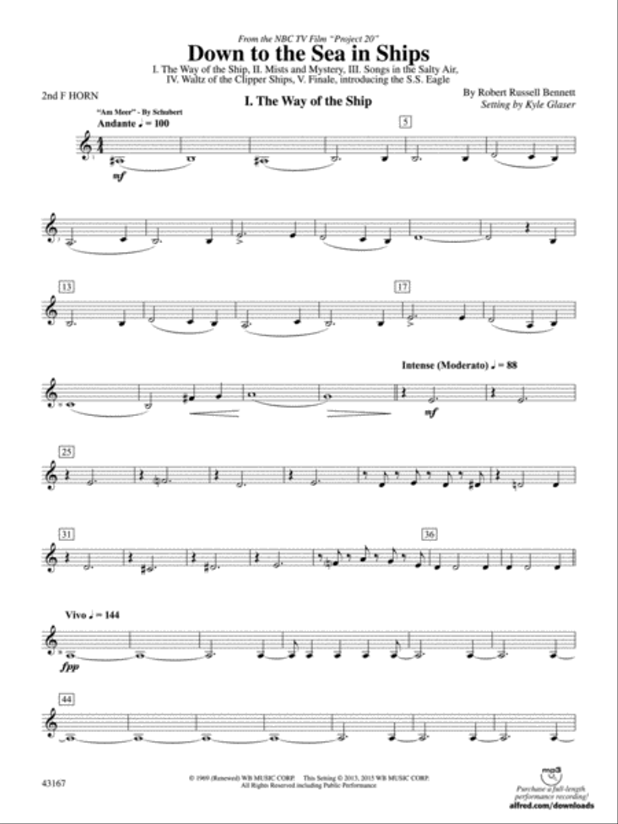 Down to the Sea in Ships (from the NBC TV Film Project 20): 2nd F Horn Concert Band scores gallery preview page 2