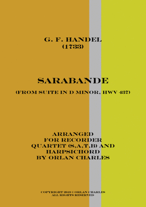 Book cover for George Friderich Handel - Sarabande (from Suite in D Minor, HWV 437)