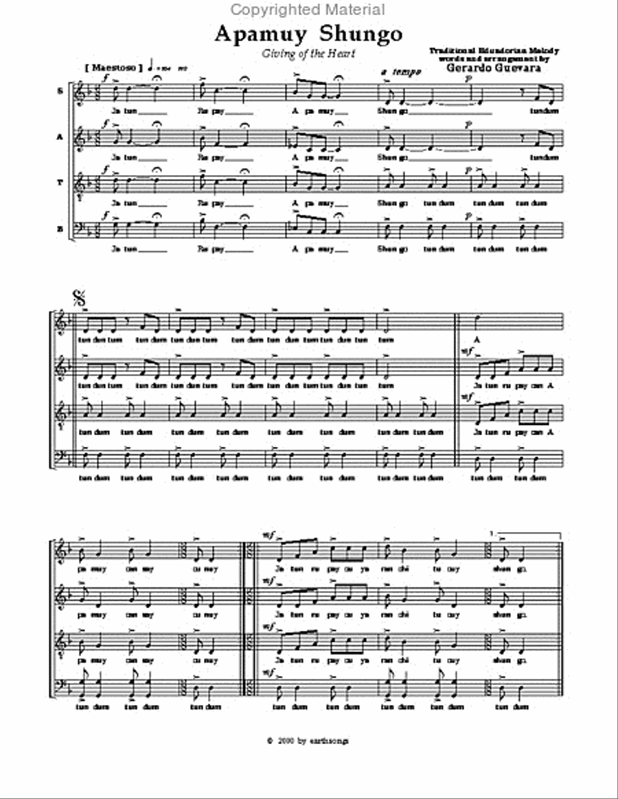 apamuy shungo apamuy shungo 4-Part scores gallery preview page 2