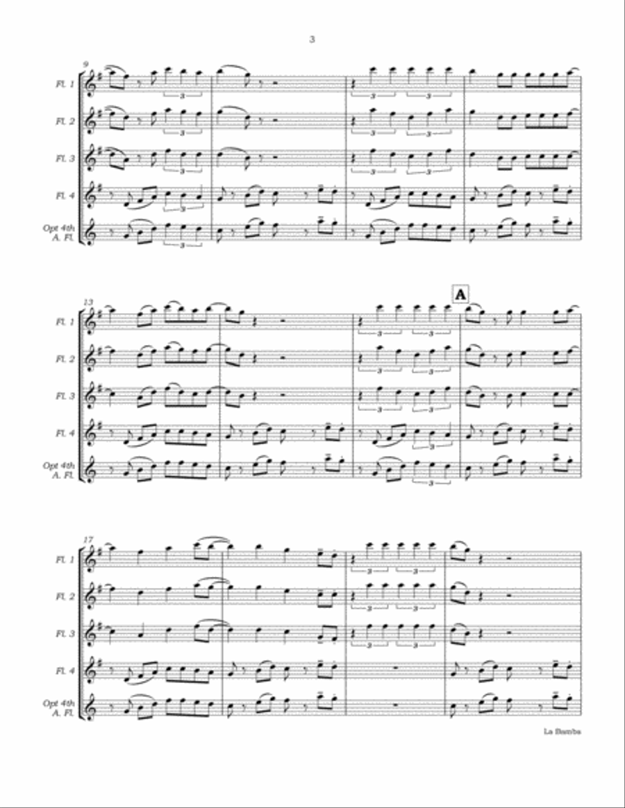 La Bamba Flute Quartet scores gallery preview page 6