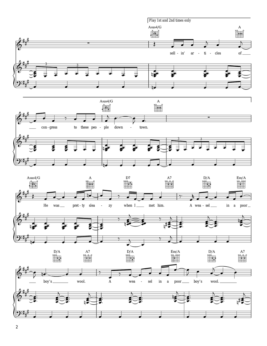 Weasel And The White Boys Cool Piano, Vocal, Guitar scores gallery preview page 2