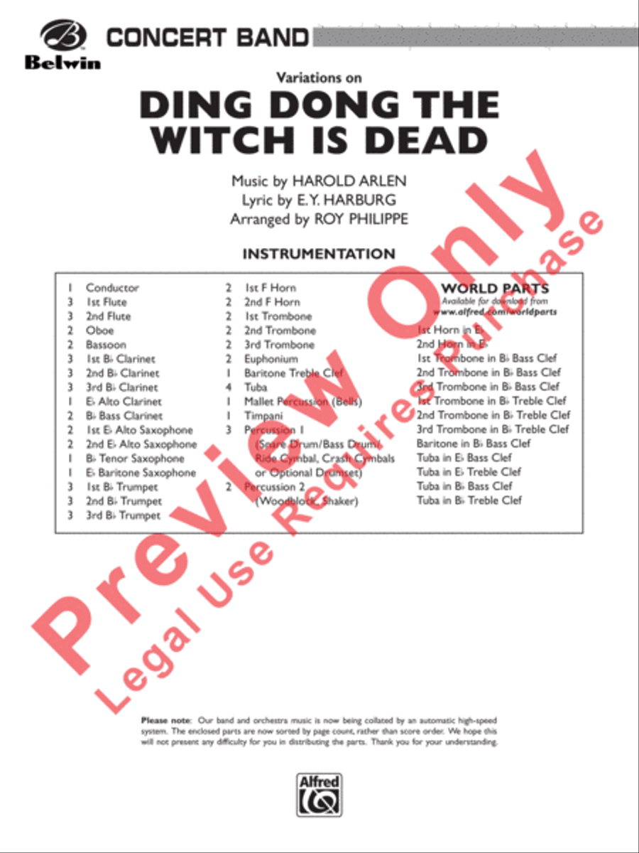 Variations on Ding Dong the Witch Is Dead (from The Wizard of Oz) Concert Band scores gallery preview page 2