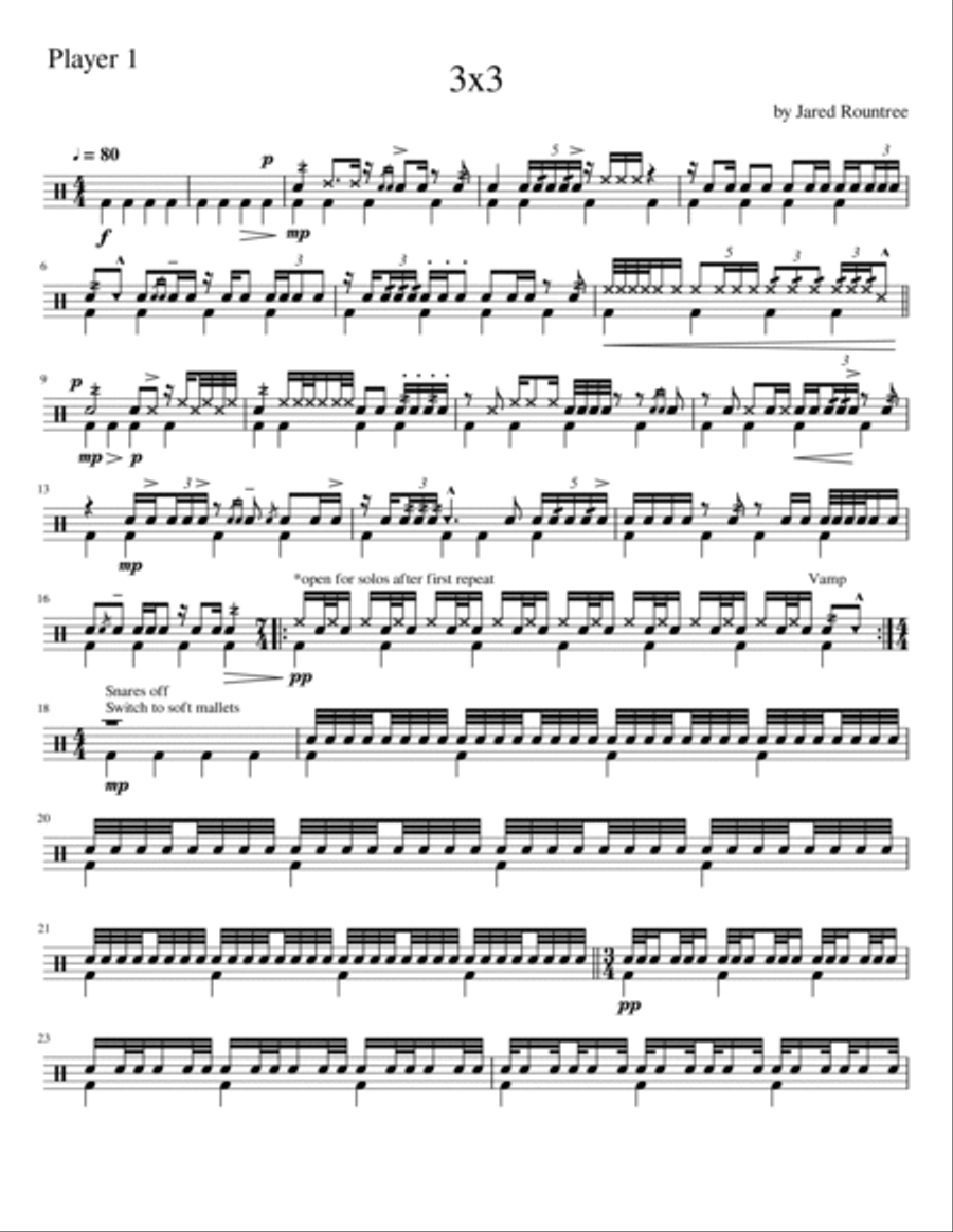 3x3 for Percussion Trio (all parts) Percussion Ensemble scores gallery preview page 3