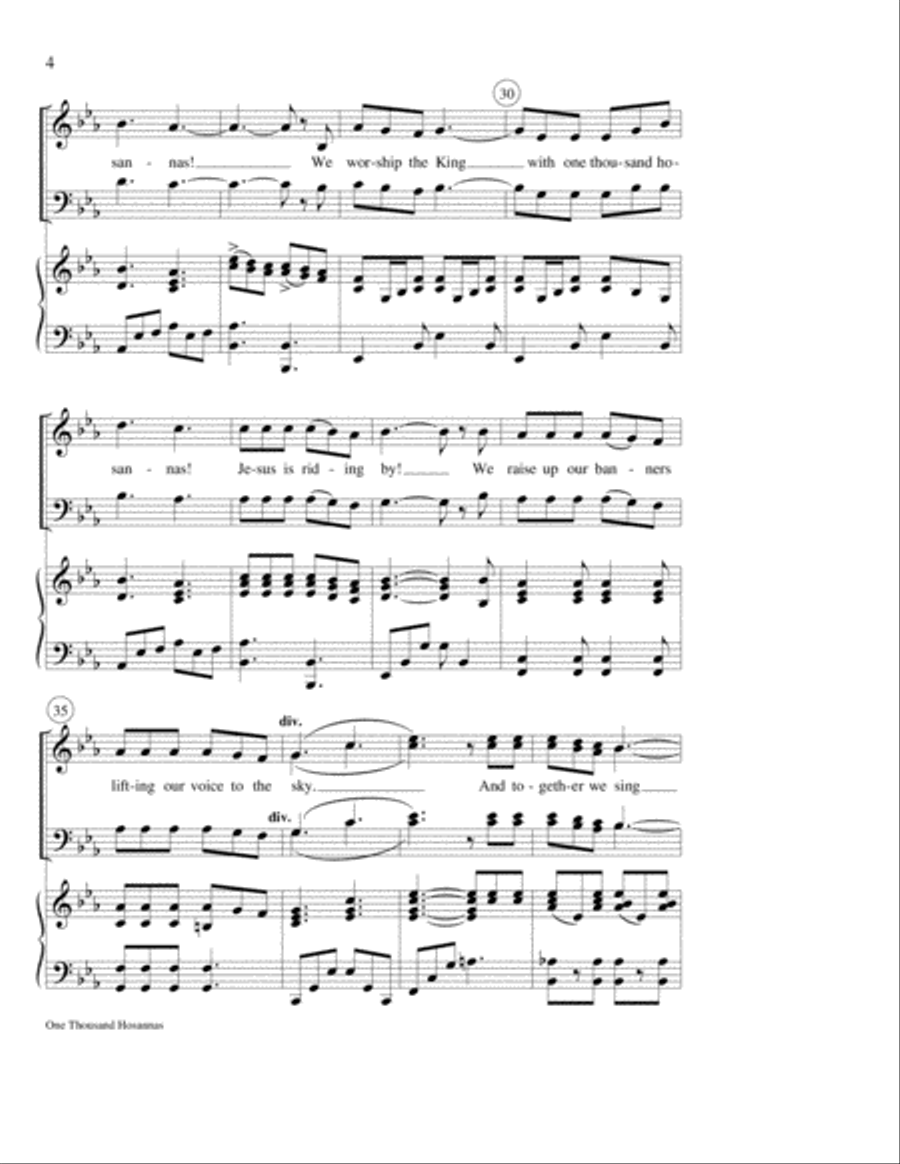 One Thousand Hosannas 4-Part scores gallery preview page 4