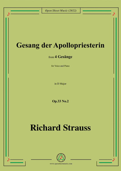Richard Strauss-Gesang der Apollopriesterin,in D Major image number null