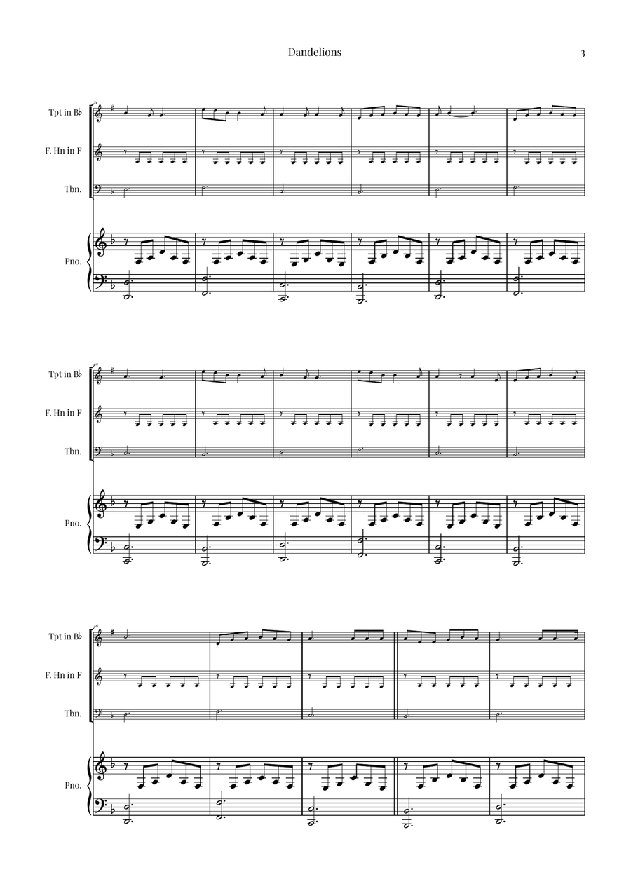 Dandelions Brass Ensemble scores gallery preview page 3
