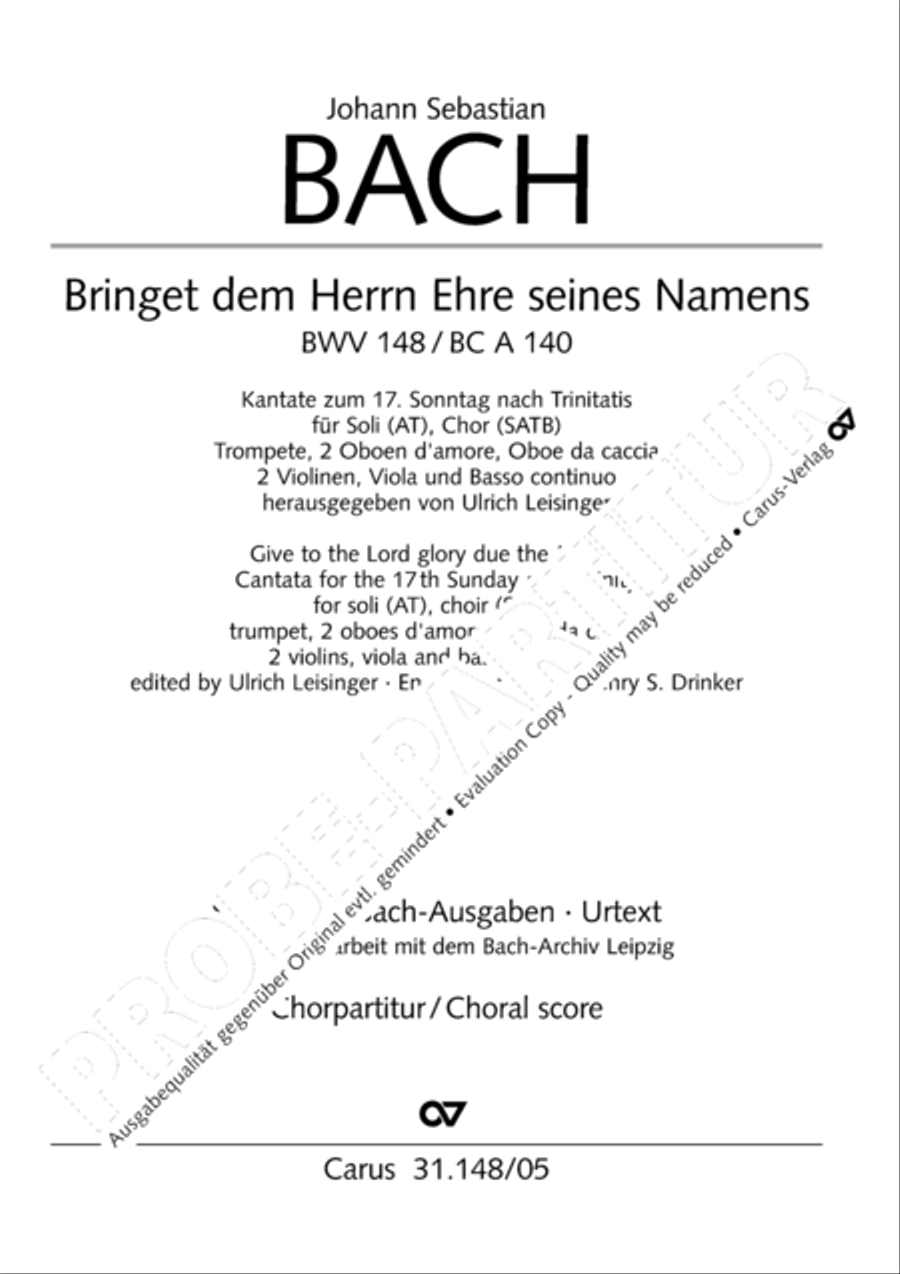 Give to the Lord glory due the Master (Bringet dem Herrn Ehre seines Namens) 4-Part scores gallery preview page 2