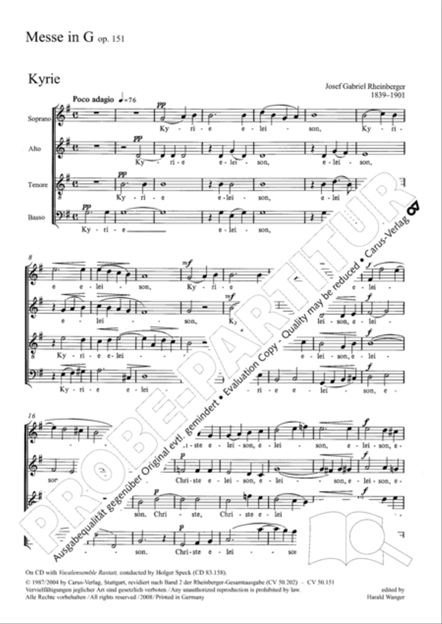 Missa St. Crucis in G 4-Part scores gallery preview page 2