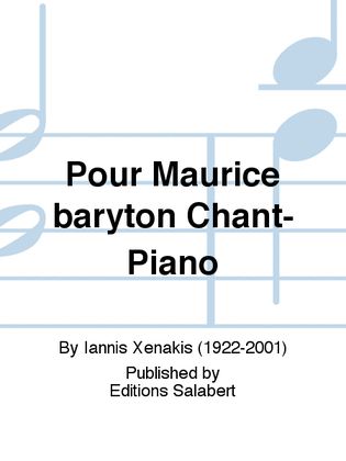 Book cover for Pour Maurice baryton Chant-Piano