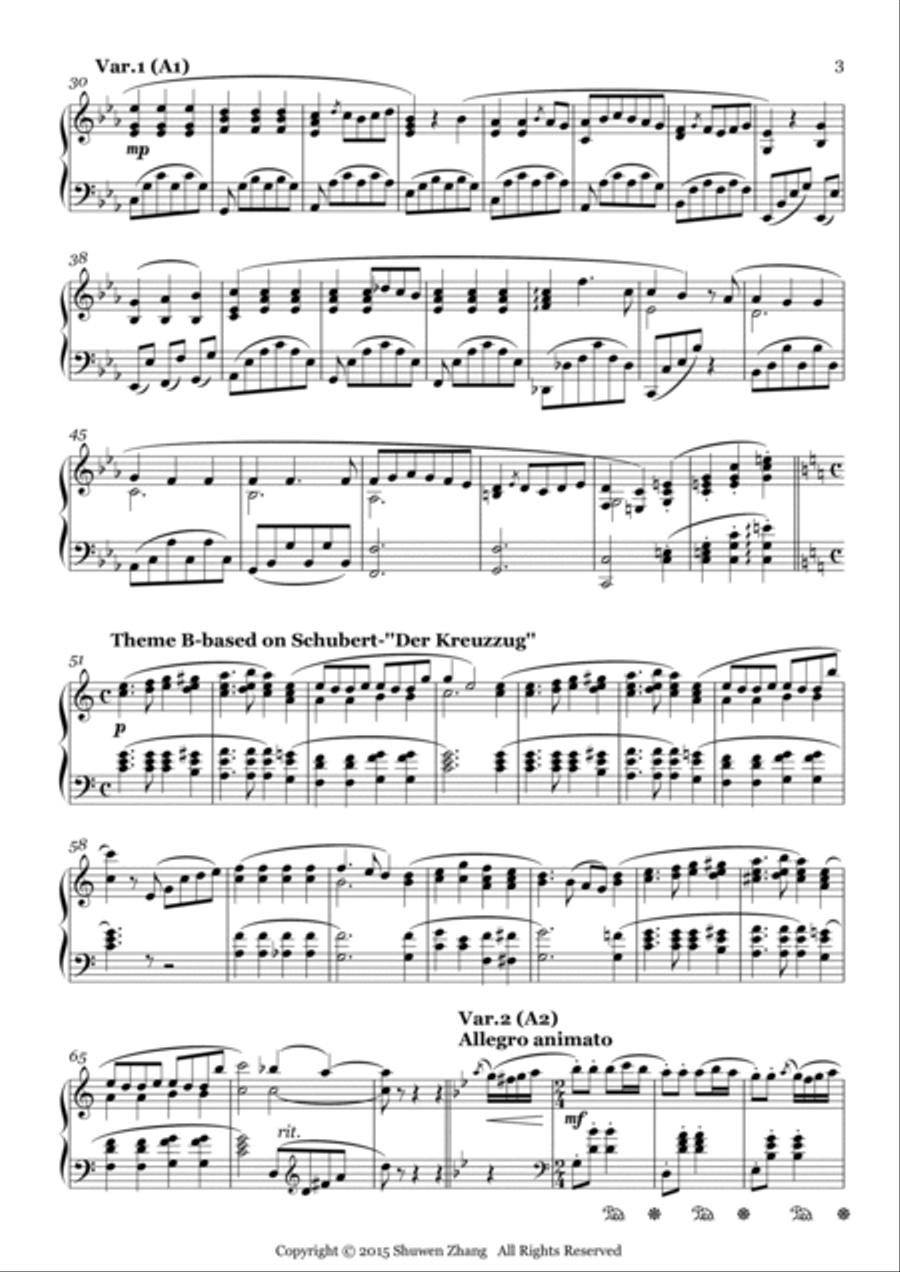 Variations on 3 Themes through 24 Keys Piano Solo scores gallery preview page 3