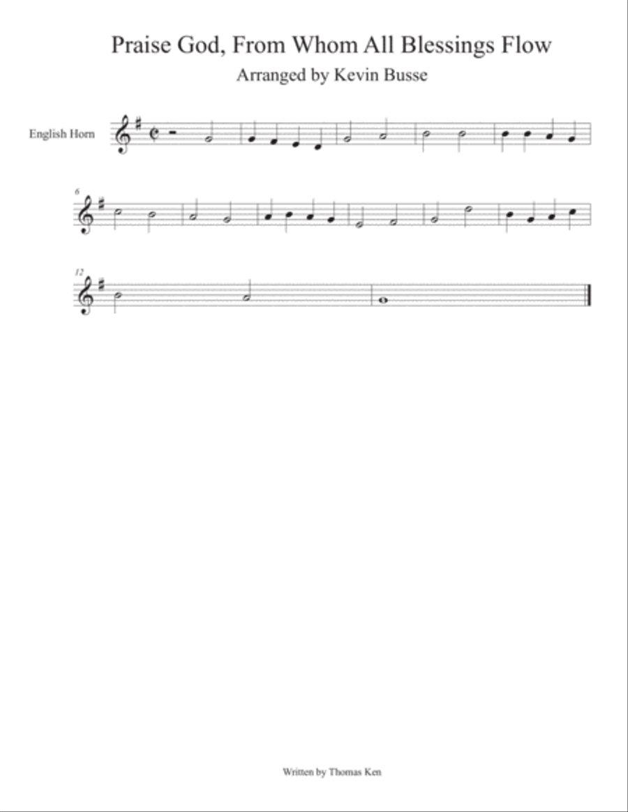 Praise God, From Whom All Blessings Flow - English Horn English Horn scores gallery preview page 1