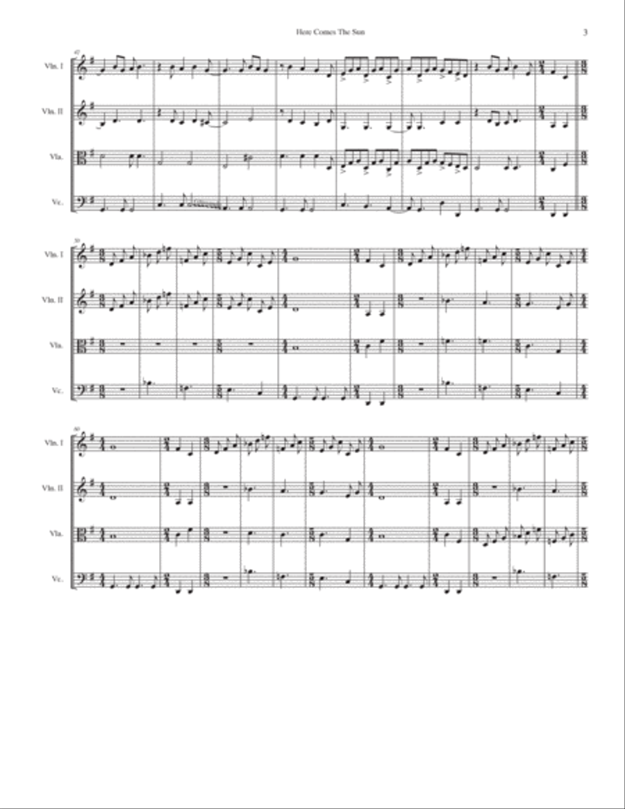 Here Comes The Sun String Quartet scores gallery preview page 3
