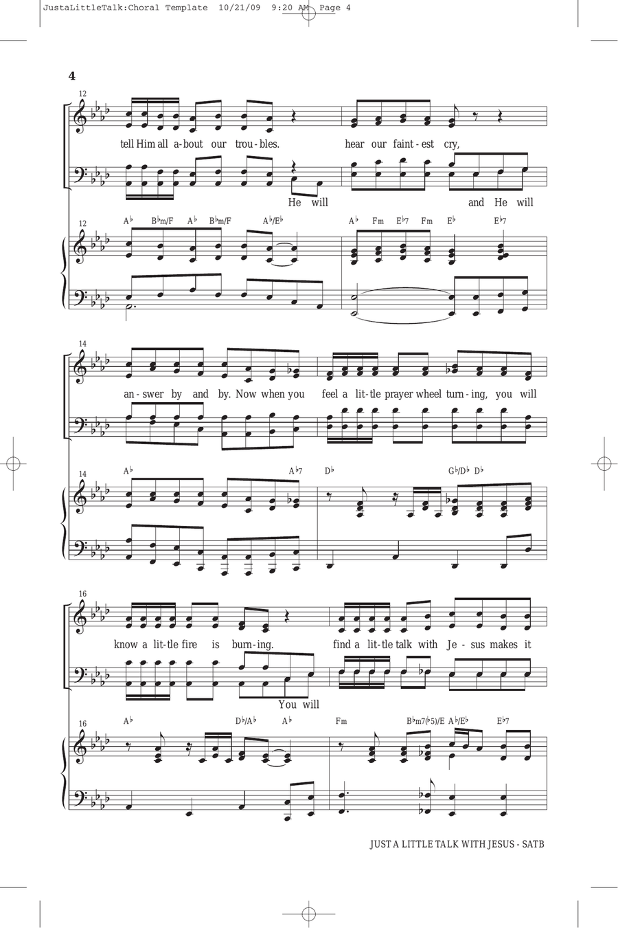 Just A Little Talk With Jesus 4-Part scores gallery preview page 3