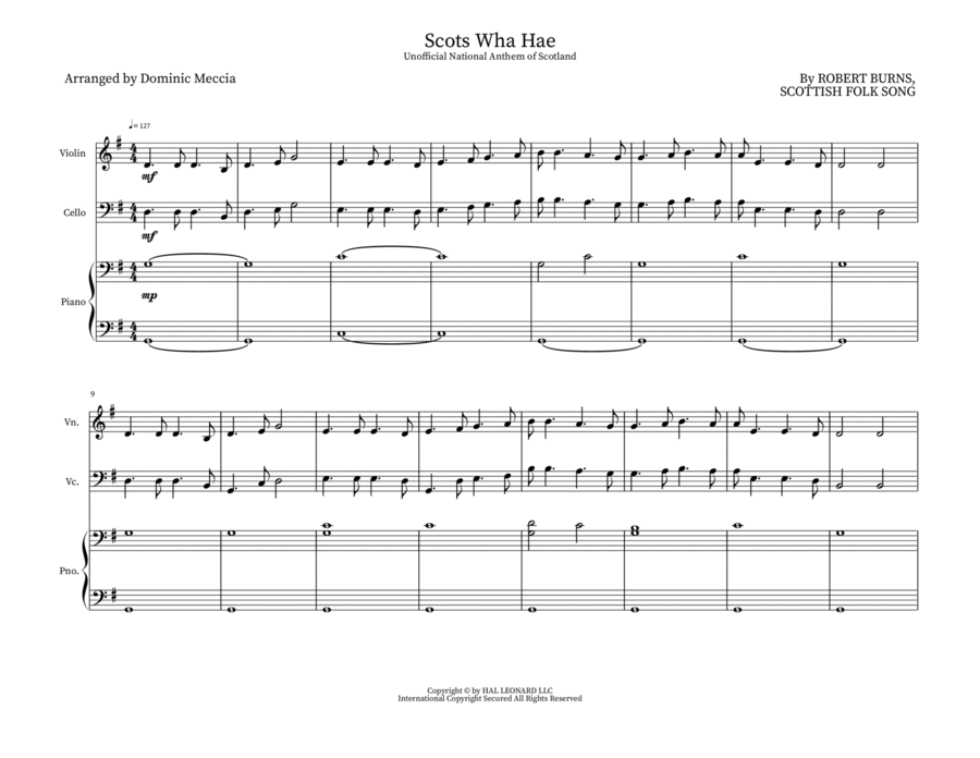 Scots Wha Hae Piano Trio scores gallery preview page 1