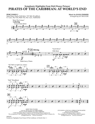 Book cover for Highlights from Pirates of the Caribbean: At World's End (arr. Jay Bocook) - Percussion 2