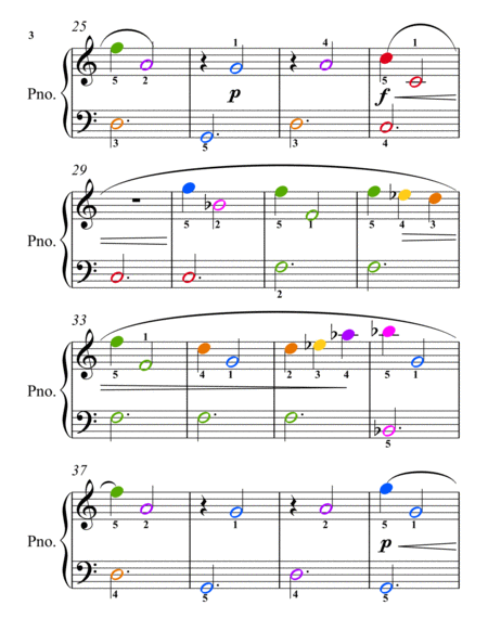 Gymnopedie Number 2 Easiest Piano with Colored Notation
