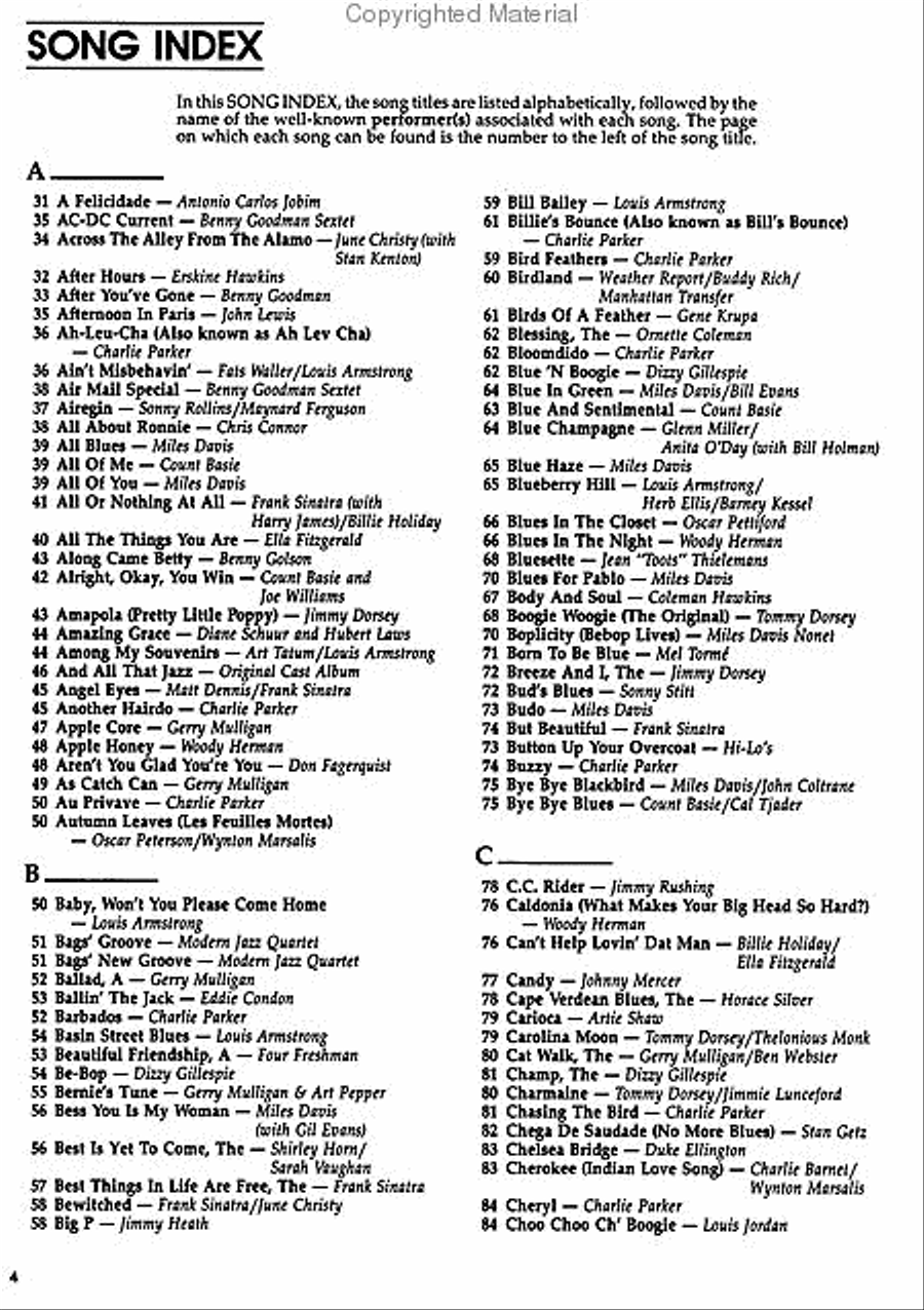 The Ultimate Jazz Fake Book Piano, Vocal, Guitar scores gallery preview page 3
