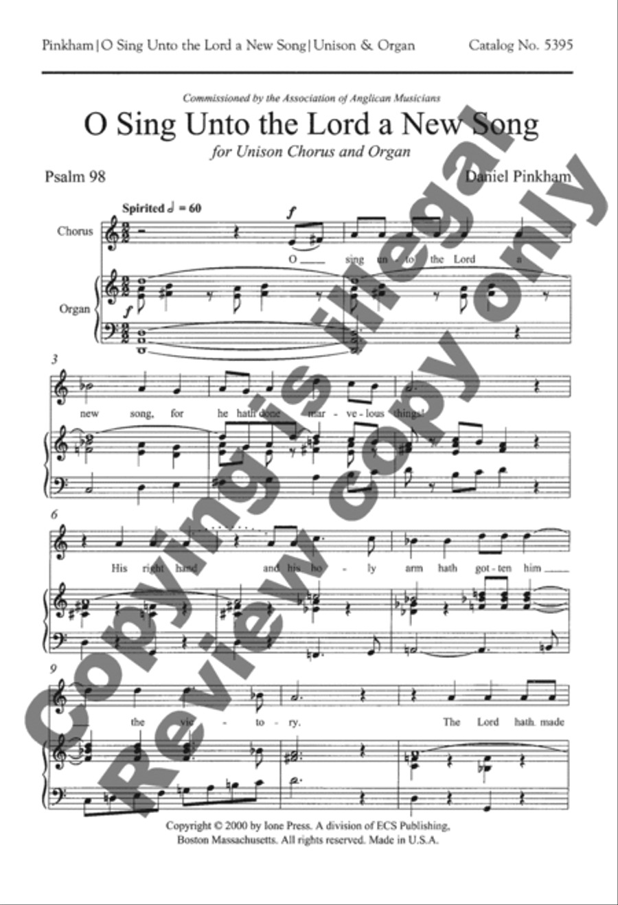 O Sing Unto the Lord a New Song Unison Choir scores gallery preview page 6