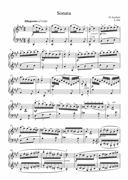 Scarlatti-Sonata in A-Major L.494 K.101(piano) image number null