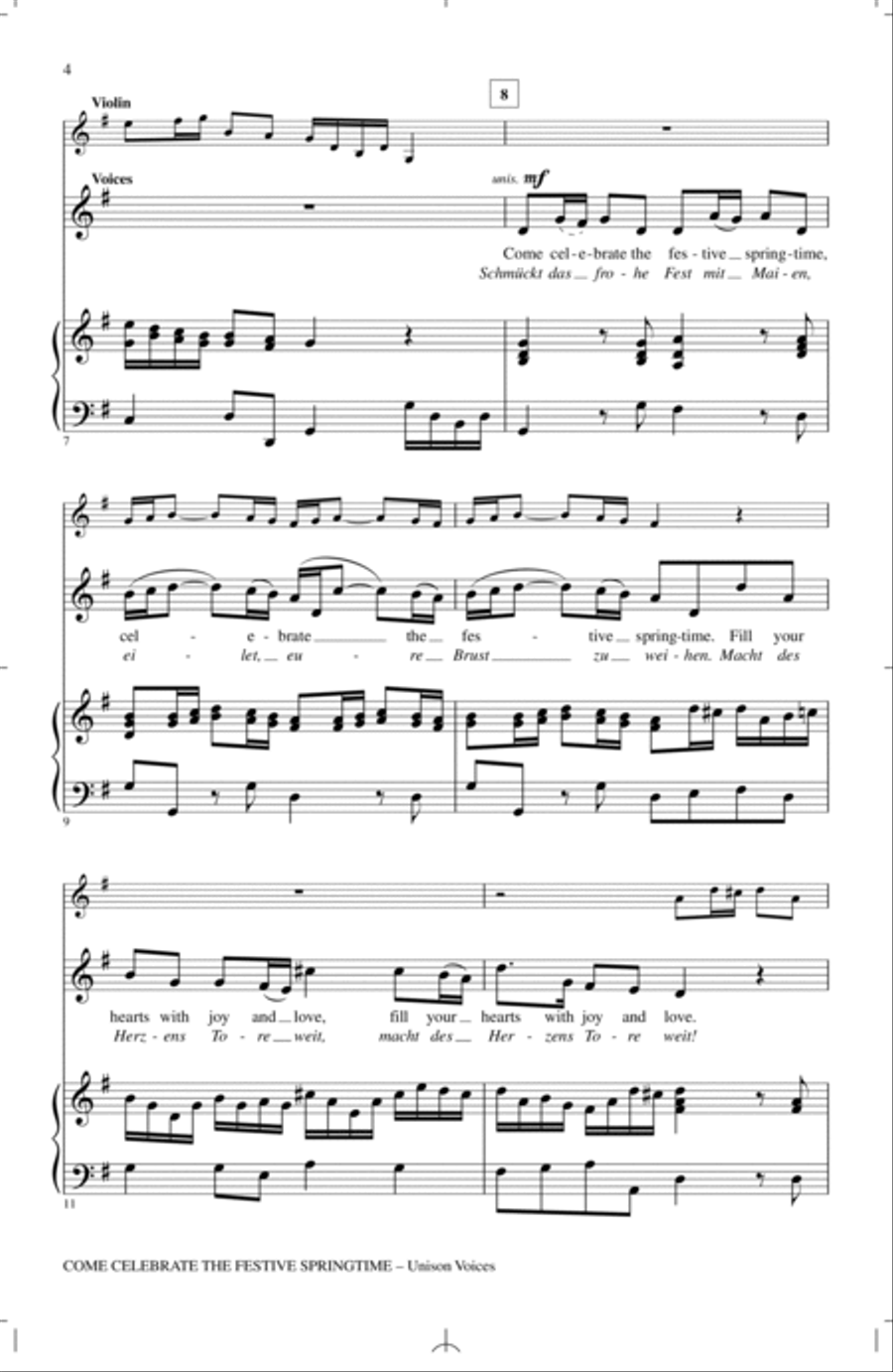 Come Celebrate The Festive Springtime (arr. Eloise Porter) Unison Choir scores gallery preview page 2