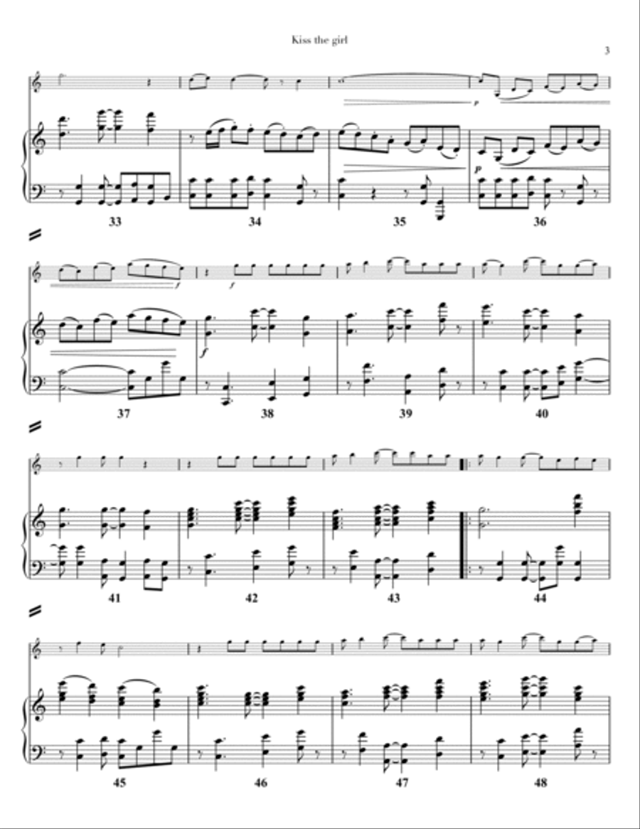Kiss The Girl Violin Solo scores gallery preview page 3