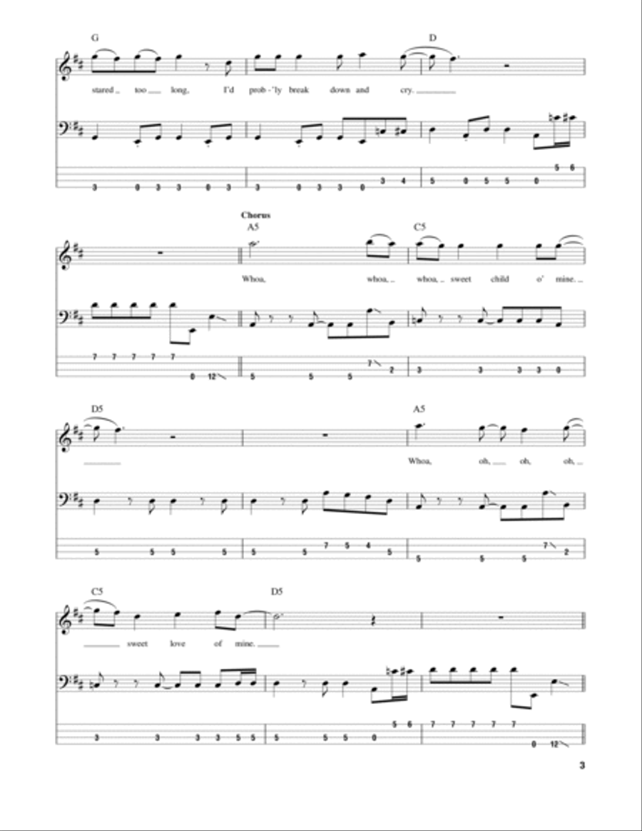 Sweet Child O' Mine Sweet Child O' Mine Guitar Tablature scores gallery preview page 3