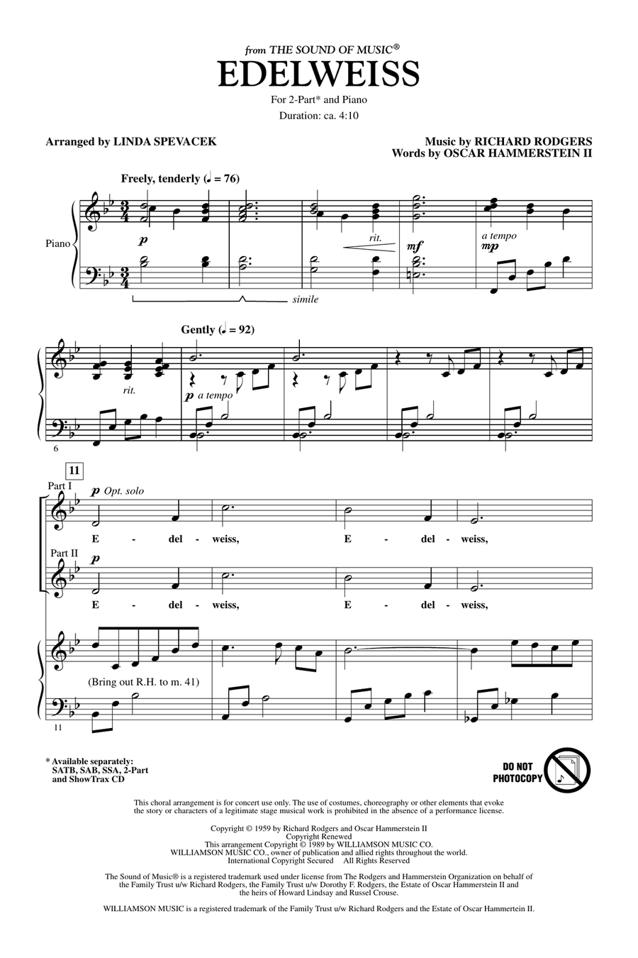 Edelweiss (from The Sound Of Music) 2-Part scores gallery preview page 1