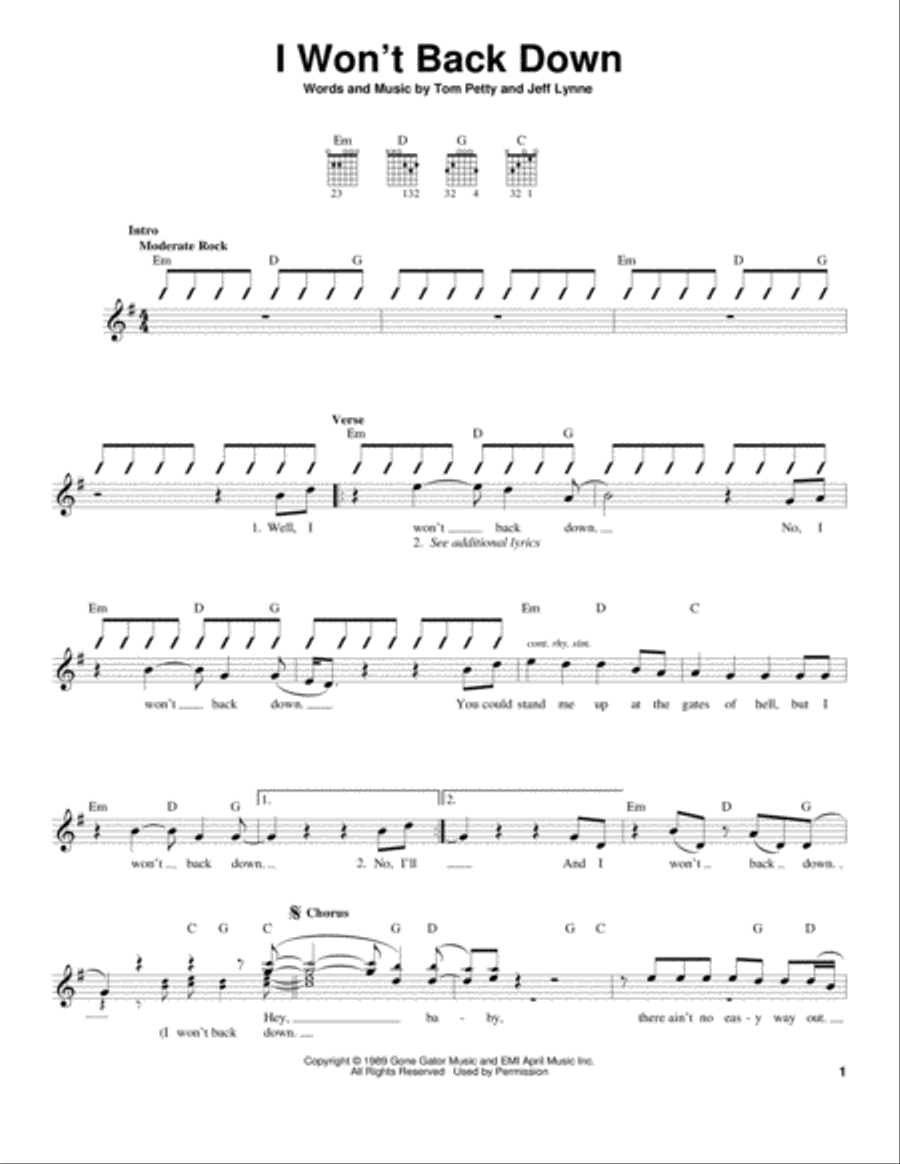 I Won't Back Down I Won't Back Down Acoustic Guitar scores gallery preview page 1