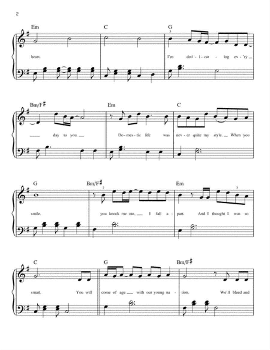Dear Theodosia (from Hamilton) Easy Piano scores gallery preview page 2