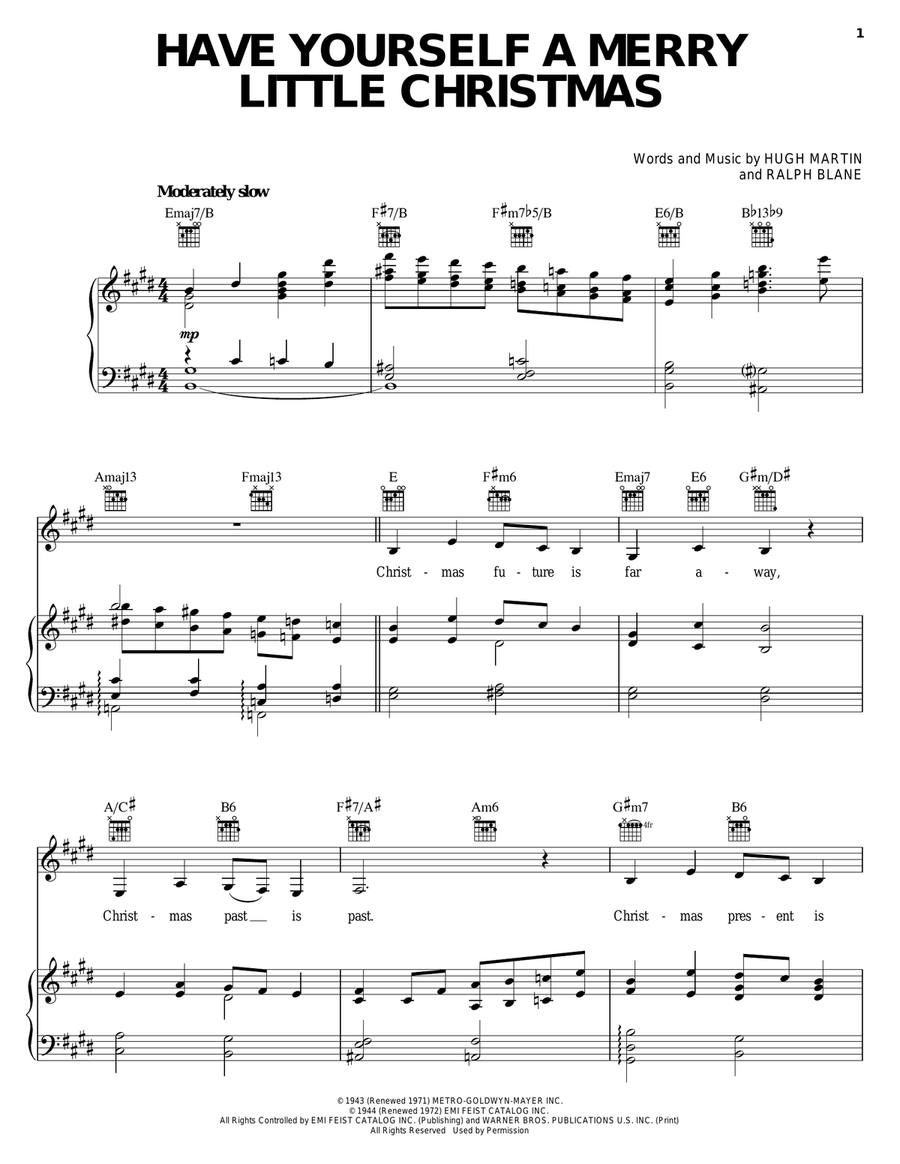 Have Yourself A Merry Little Christmas Piano, Vocal, Guitar scores gallery preview page 1