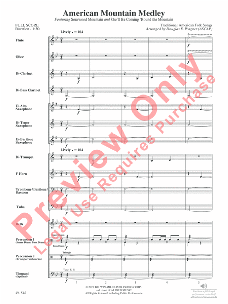 American Mountain Medley Concert Band scores gallery preview page 3