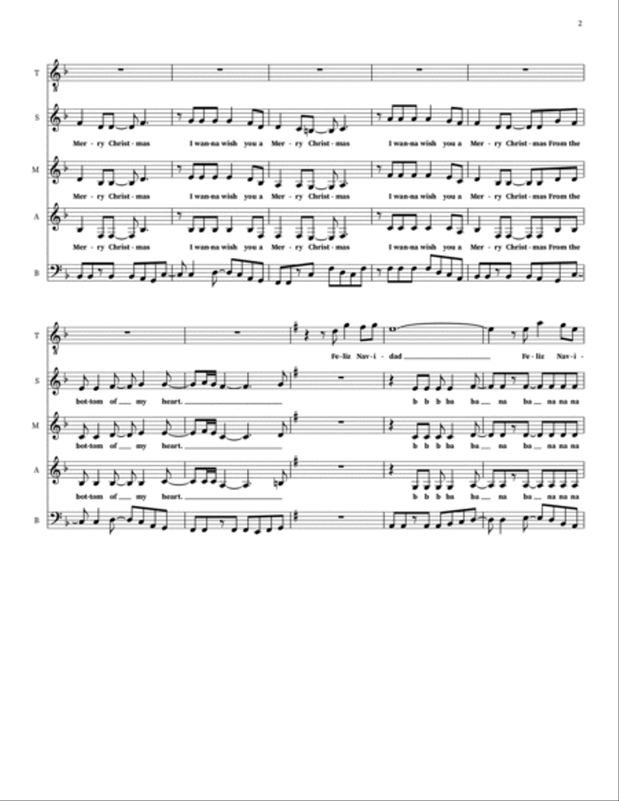 Feliz Navidad Choir scores gallery preview page 2