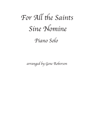 For All the Saints Advanced Piano Solo