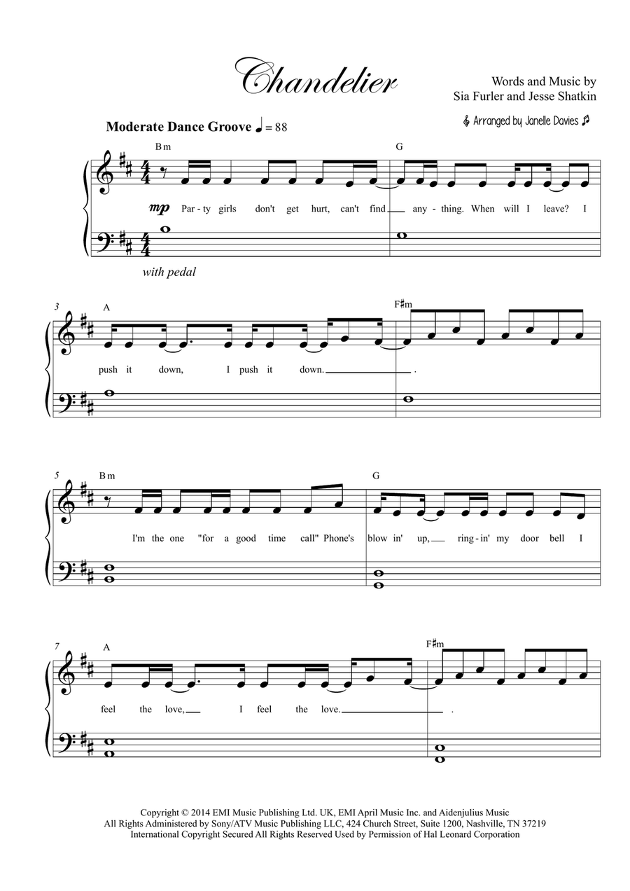Chandelier Piano, Vocal scores gallery preview page 1