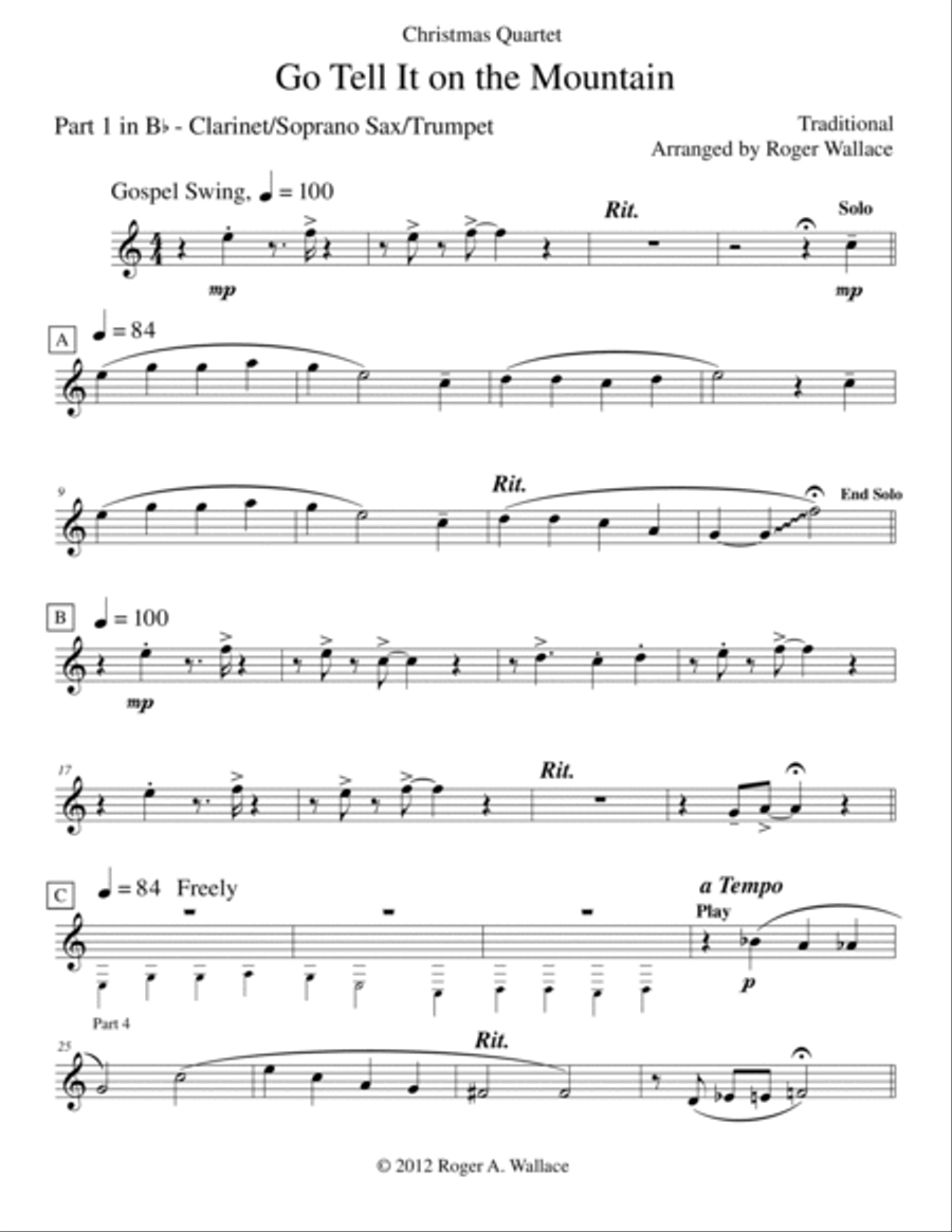 Go Tell It on the Mountain (Brass Quartet) Brass Quartet scores gallery preview page 6