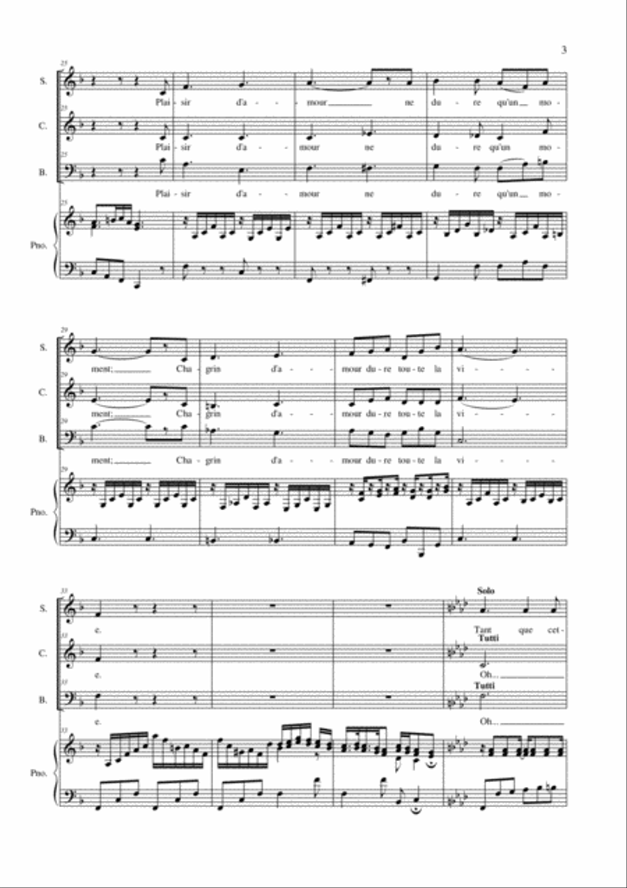 PLAISIR D'AMOUR - Arr. for SAB Choir and Piano 3-Part scores gallery preview page 3