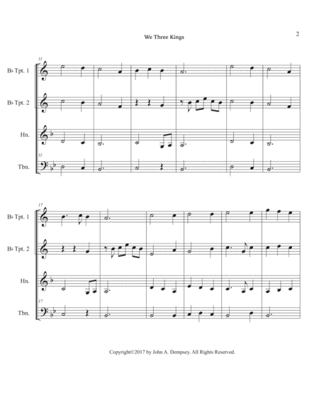 We Three Kings (Brass Quartet): Two Trumpets, Horn in F and Trombone image number null