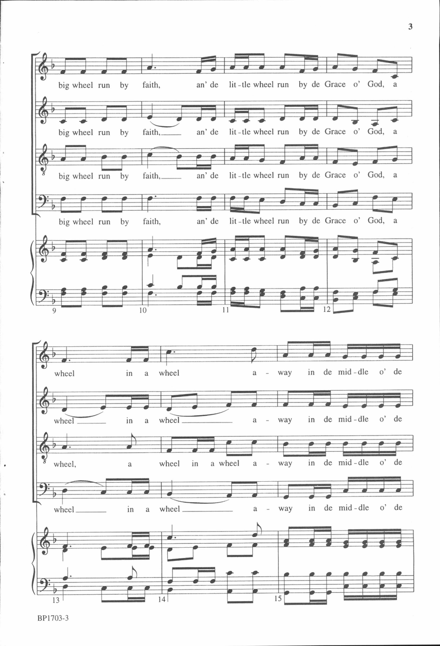 Ezekiel Saw the Wheel - SATB 4-Part scores gallery preview page 3
