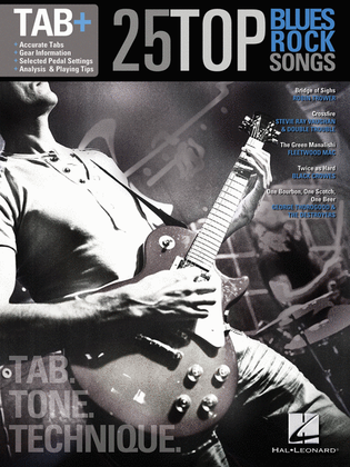 Book cover for 25 Top Blues/Rock Songs - Tab. Tone. Technique.
