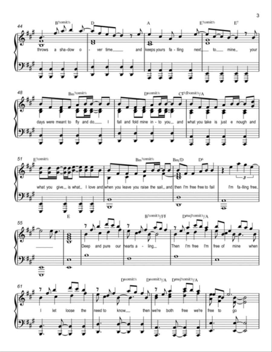 Falling Free Piano Solo scores gallery preview page 3