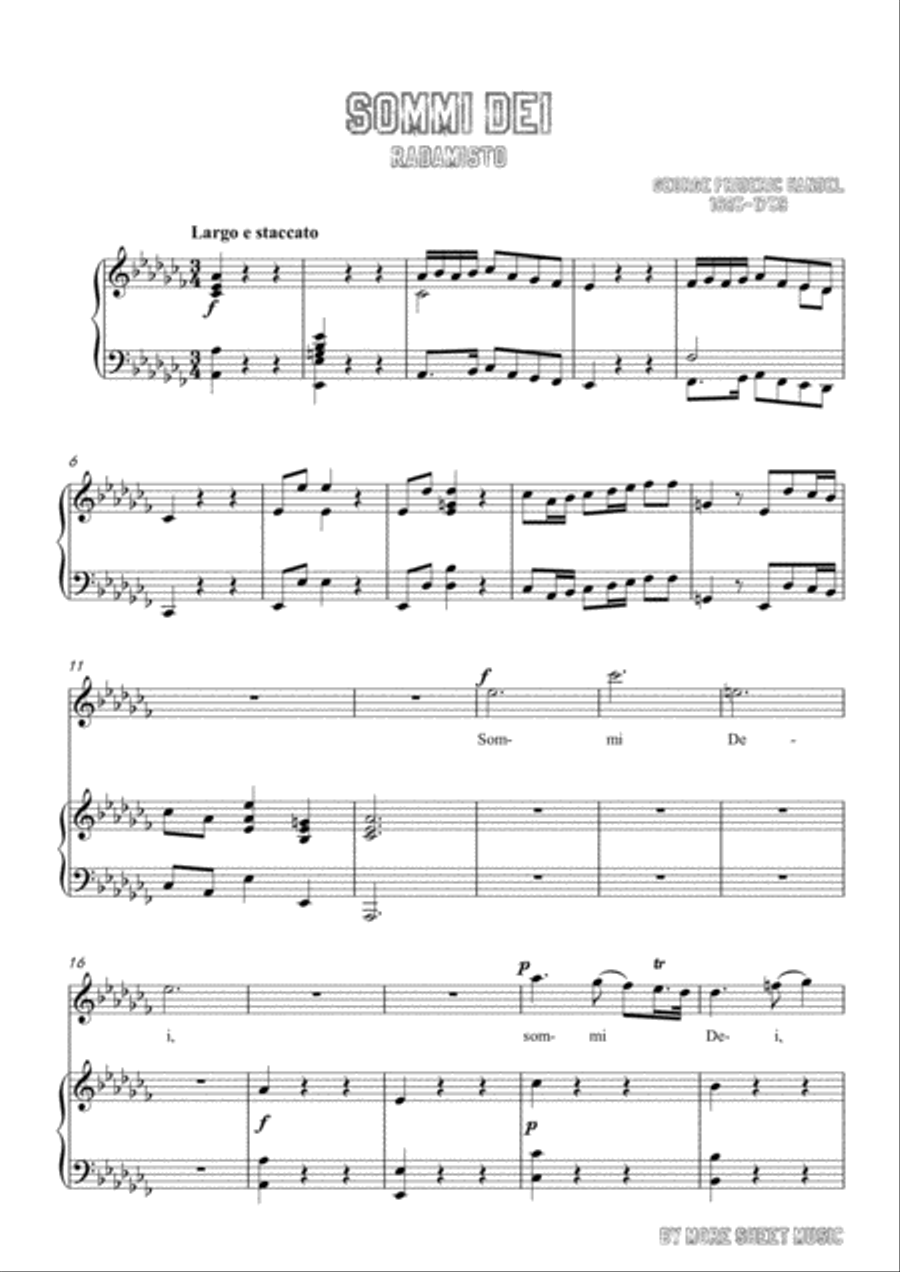 Handel-Sommi Dei in a flat minor,for Voice and Piano Voice Solo scores gallery preview page 3