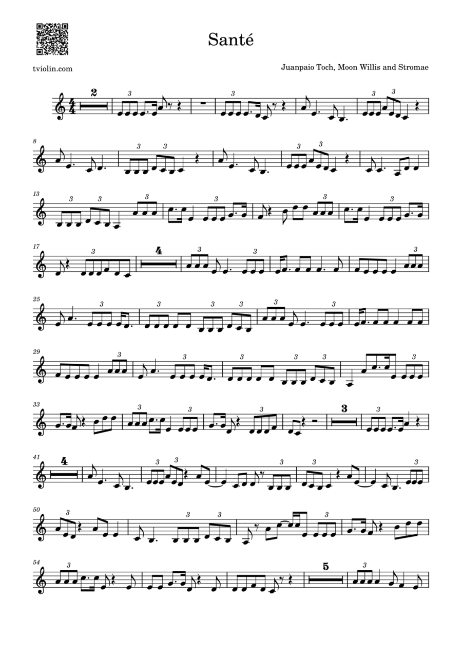 Sante Sante Violin Solo scores gallery preview page 1