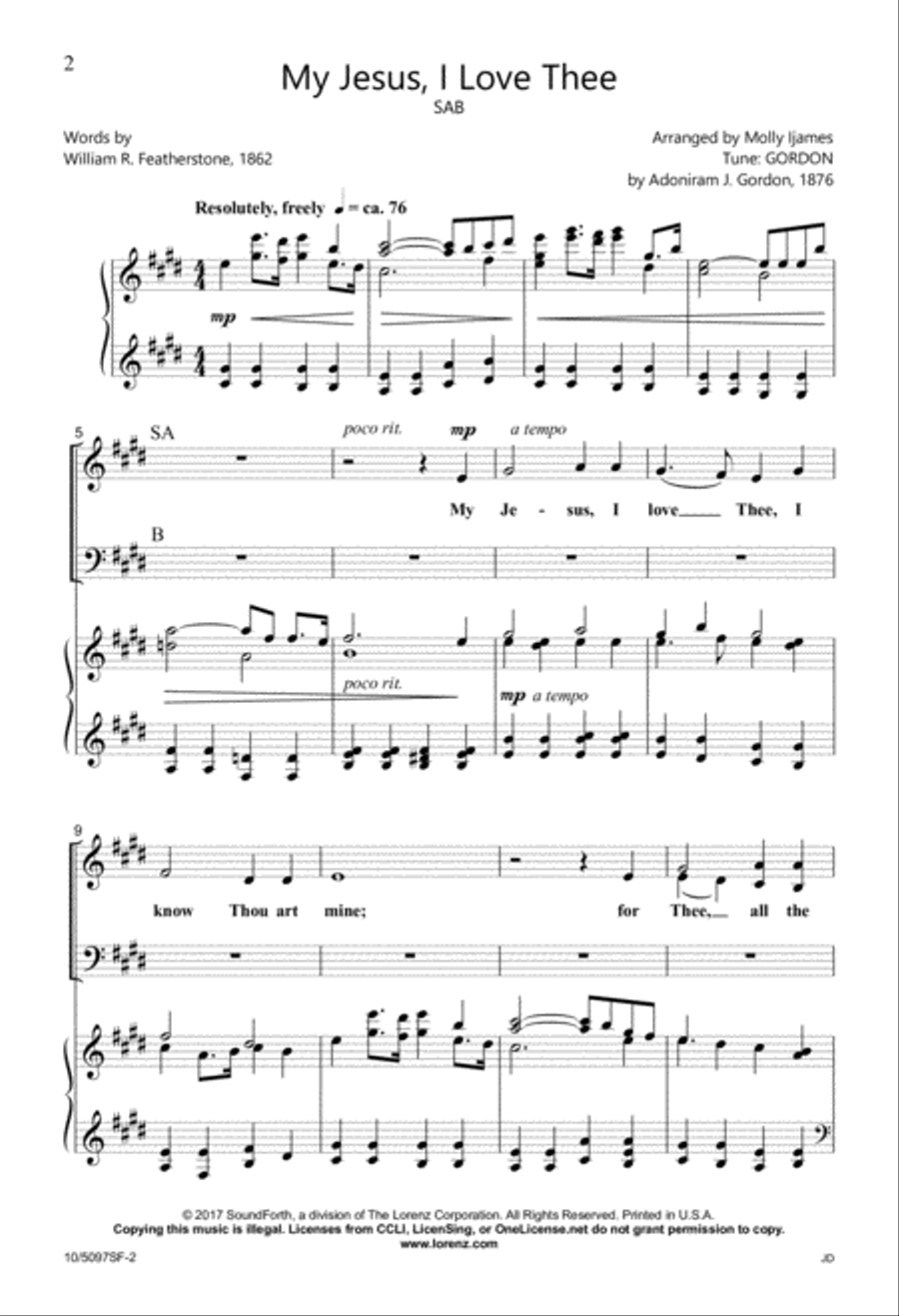 My Jesus, I Love Thee My Jesus, I Love Thee 3-Part scores gallery preview page 2