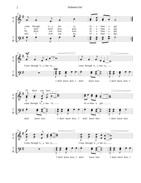 Alabama Gal / Come Through in a Hurry (SATB, a cappella)