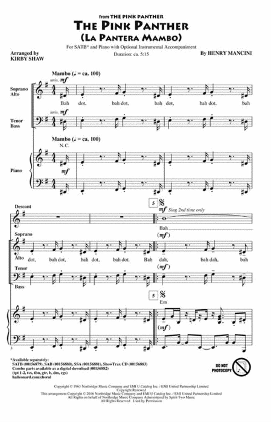 The Pink Panther Vocal Jazz Ensemble scores gallery preview page 2