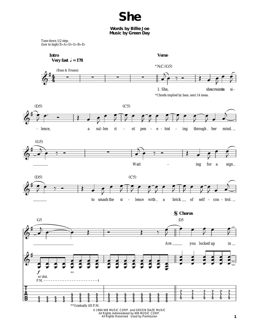 She Acoustic Guitar scores gallery preview page 1