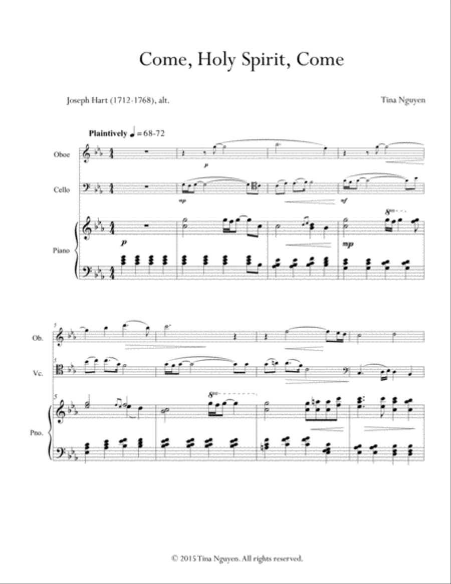 Come Holy Spirit, Come 4-Part scores gallery preview page 1