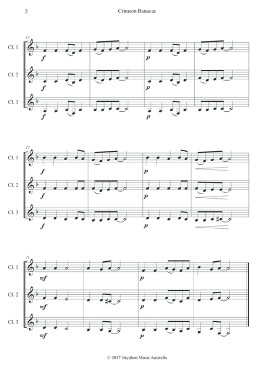 Crimson Bananas for Clarinet Trio Crimson Bananas for Clarinet Trio Clarinet Trio scores gallery preview page 3