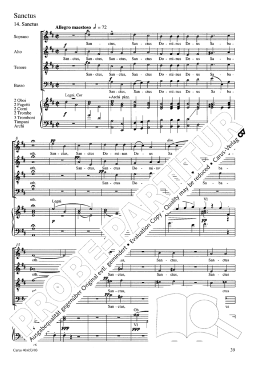 Mass in D Major (Missa in D) 4-Part scores gallery preview page 40